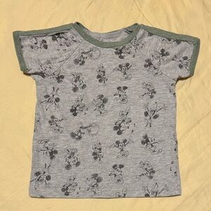 Disney Junior Mickey Mouse Green Grey Cartoon Print Toddler Tshirt 3T Kid Shirt